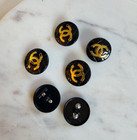 Stamped Lot Of 6 Designer Black And Gold Quilted Button