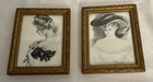 Antique 1906 Post Card Framed Art Harrison Fisher Girl Henry Hutt Girl Portraits