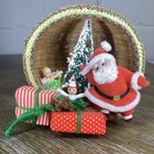 Vintage Christmas Santa Diorama Wicker Tree Present Baby Kitsch Nutcracker Decor