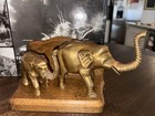 Vintage Metal Double Elephant 4 5   5 5    Tall Sculptures  7lb Each Bookends
