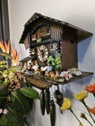 Nice German Animated Beer Drinkers Musical Cuckoo Clock With Waterwheel 