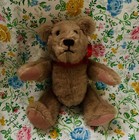 Brown Jointed Teddy Bear Plush Stuffed Animal Red Ribbon Handmade   11   