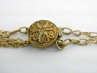 Vintage Chinese Export Gilt Silver Filigree Jade Multi Chain Bracelet 6 Inch 5g