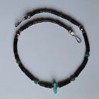 Vintage Native American Blue Turquoise Nugget Heishi Beads 16in Fetish Necklace