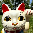 Maneki Neko Lucky Cat Beckoning Cat Chalkware Piggy Bank Collectible Showa Retro