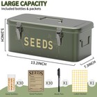 Metal Seed Storage Organizer Kit With 30 Bottles Large Green Garden Box