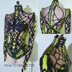 Rhinestones Bodysuit Green Dance Costume Performance Drag Queen Outfit Cosplay