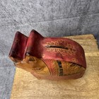 Leather Kitty Cat Coin Bank Multicolored Green Tan Red
