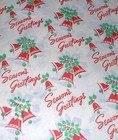 Vtg Christmas Store Wrapping Paper Gift Wrap 2 Yards 1940 Bell Seasons Greetings
