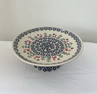 Vintage Polish Boleslawiec Pottery Christmas Cake Stand   Dessert Platter