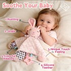 Baby Security Blanket Plush Bunny Teether Toy Sensory Snuggle Soft Pink