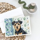 Caroline s Treasures Black Tan Norfolk Terrier Sea Glass Greeting Cards Pk 8
