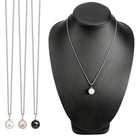 925 Sterling Silver Natural South Sea Shell Pearl Cz Pendant Necklace   Box Gift