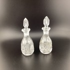 Lot Of 2 vintage Perfume Bottles Decanters W  Faceted Stopper Hollywood Glam