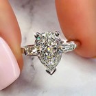2 5 Ct Pear-cut Real Moissanite Solitaire Engagement Ring 14k White Gold Plated