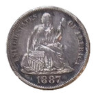 Pictorial Love Token Owl Bird Crescent Moon Night Joel 1887 Seated Liberty Dime