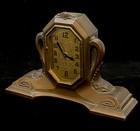 Antique Art Nouveau Deco American Cast Metal Mantle Clock Vgc