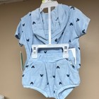 Disney Mickey Mouse 12m 2pc Hooded Short Sleeve Cotton Terry Shorts Set