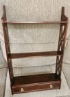 Vtg Froelich Furniture Mahogany Fretwork Wall Plate Rack 3-shelf Drawer Art Deco