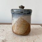 Vintage Stoneware Lidded Jar Canister Signed Studio Pottery Mcm Rustic Homestead