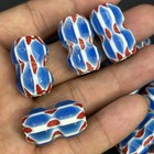 Lot Of 17 Pieces Antique Venetian African Trade Chevron Glass Unique Huge Beads
