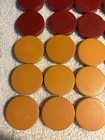 Vintage Lot Of 30 Bakelite Backgammon Chips Marbled Red   Butterscotch 1 25    