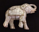 Vintage Indian Mother Of Pearl Clad Elephant  Statue