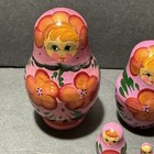 Vintage Russian Nesting Dolls 5 Pieces Pink Hand Painted Wooden 3 5 