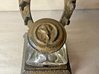 Antique Cast Iron   Glass Equestrian Rabbit Eastlake Victorian Inkwell