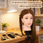 18 Inch Brown 100  Real Human Hair Mannequin Head Braiding Table Clamp Tools