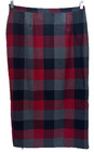 Requirements Women Size 12 Elastic Waist Long Plaid Wrap Skirt Red black Fringe