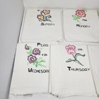Set Of 7 Vintage Embroider Pattern Not Used Flour Sack Dish Towels 3ft X 2ft 