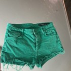 Armani Exchange Women s Green Denim Cut Off Shorts High Rise Size S