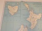 C1910 Antique Color Map  new Zealand  Tasmania  Fiji Islands  Australia