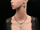 Quality Crystal Red Triangle Check Lucite Pendant Necklace Earrings Jewelry S88