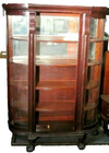Antique Oak Curved Glass China Cupboard W ball   Claw Feet Estate As Is Bargain 