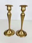 Vintage Pair Of Solid Brass Candle Holders Matching Patina 8 75    Unique