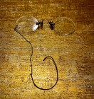 Vintage Eyeglasses Pince Nez Oval Lens   Gold Chain   Ear Holder  1800 s