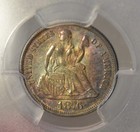 1876 Seated Dime  Pcgs Au58 Outstanding Toning