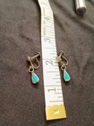 Southwestern-style Sterling Silver   Turquoise Tear-drop Earrings