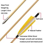 12x 32  Archery Wooden Arrows 5  Feather Field Tips Traditional Bow Longbow Hunt
