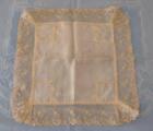 Antique Silk Wedding Hanky Handmade French Net Lace Needle Run Ecru