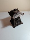 Vtg Cast Iron Pagoda Tea Light Holder Lantern 7  Floral