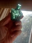 Schoolhouse Teal Green Inkwell W chpped Sheared Lip  - Monogram  m  On Shoulders