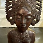 Vtg Bali Klungkung Wood Heavy Carved Female Warrior Goddess Statue Bust 10 5 