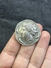 Exquisite Rare Ancient Roman Greek Unique Queen Image Silver Coated Coin
