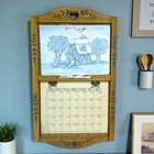 Vtg 90s Wooden Perpetual Wall Calender Handpainted W Two Covers 20  X 11 5  