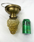 Rewired Antique Vtg Amber Glass Grapes Cluster Flush Mount Light Mcm 40s 60s 70s