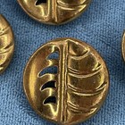 Antique Button Plant Life Foliage  Leaves Pierced Button Brass Shank 18 Mm