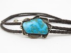 Native American Signed Db Sterling Silver   Turquoise Bolo Tie